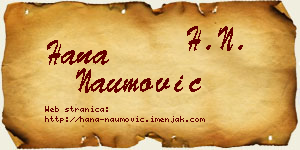 Hana Naumović vizit kartica